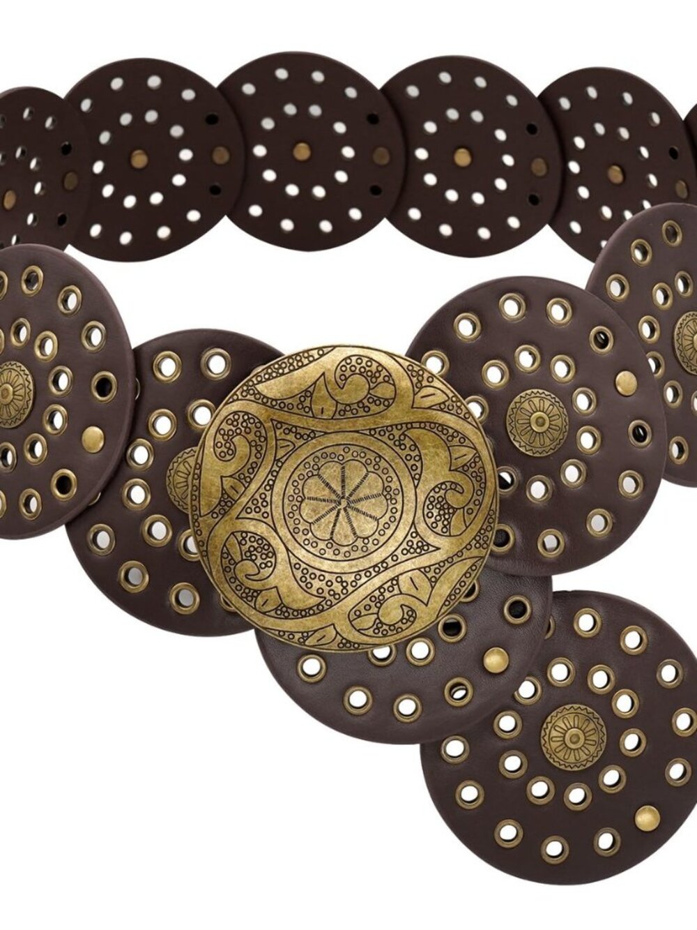 Wide Disc Belt for Women Boho Concho Leather Belts Western Belt